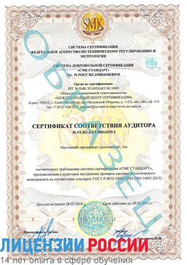 Образец сертификата соответствия аудитора №ST.RU.EXP.00014299-1 Североморск Сертификат ISO 14001